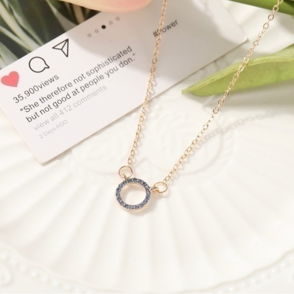 Blue Rhinestone Pendant Necklace - Picture 2 of 4